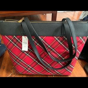 Talbots red plaid bag